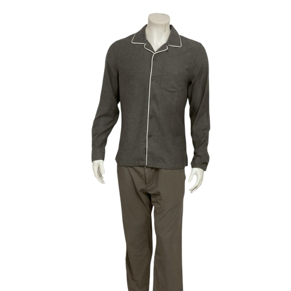 Todd Snyder Men’s Grey Herringbone Tipped Flannel Shirt